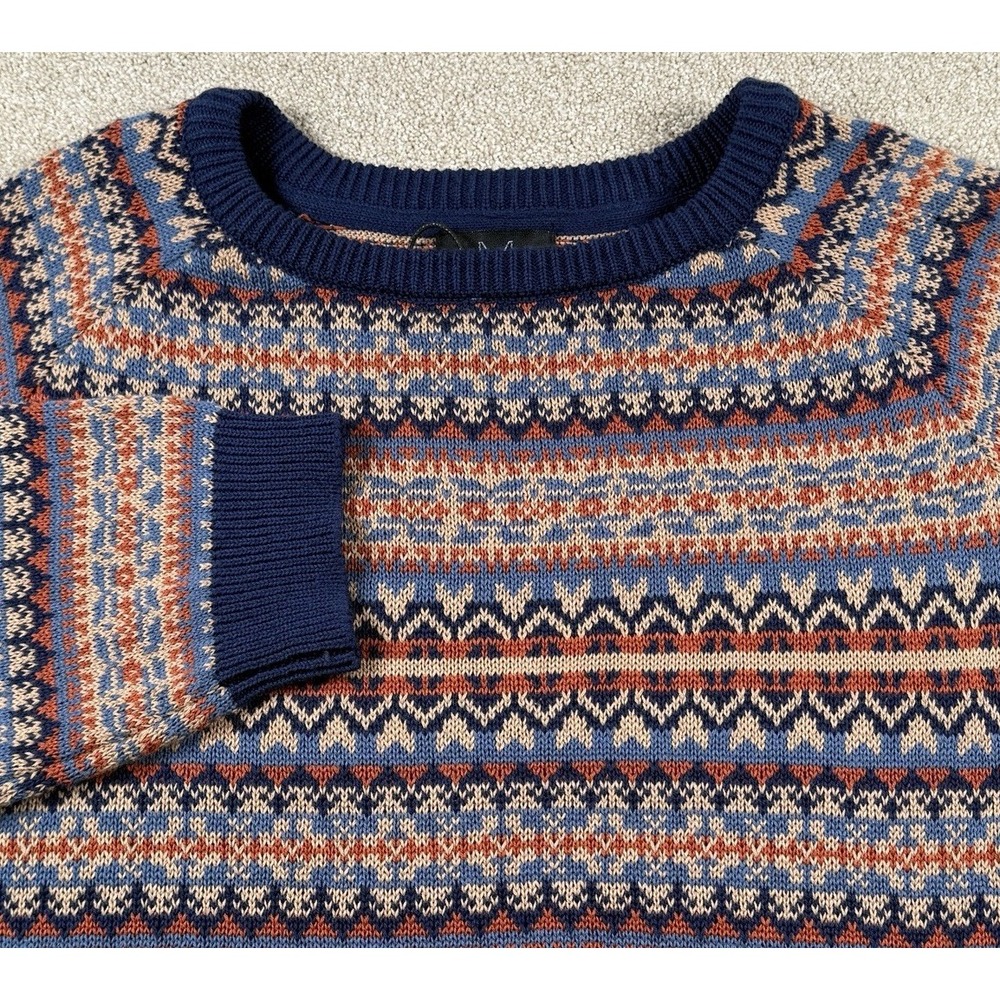 Magaschoni Men's Large Fair‎ Aisle Long Sleeve Crew Neck Sweater